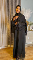 Load image into Gallery viewer, Asma Lace Front Abaya-Black
