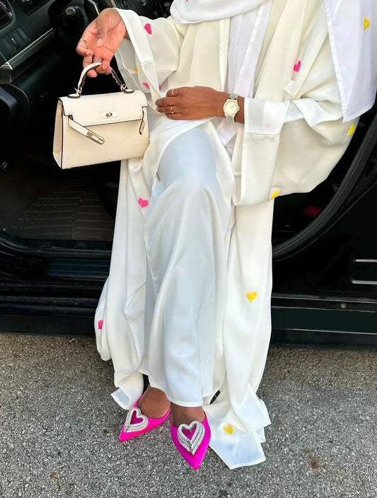 Embroidered Heart Abaya